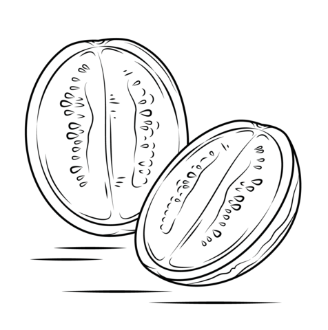 Watermelon Cross Section Coloring Page